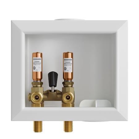 Jones Stephens Washing Machine Box, Right Outlet, Single Lever Valve, Water Hammer Arrestor, 1/2in MIP/SWT B05756